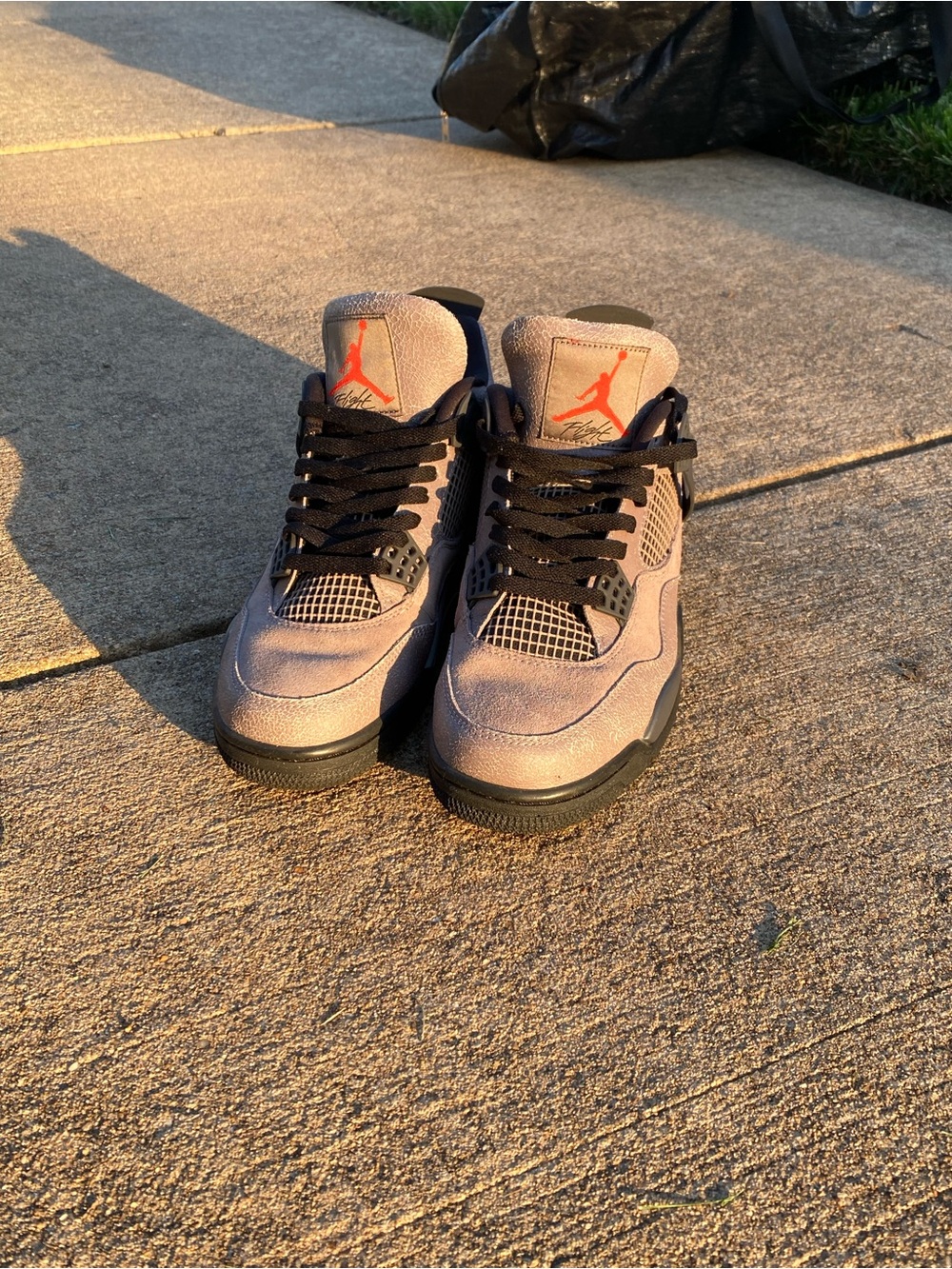 Jordan 4 Men’s Sneakers in Taupe with Black and Orange Jumpman
